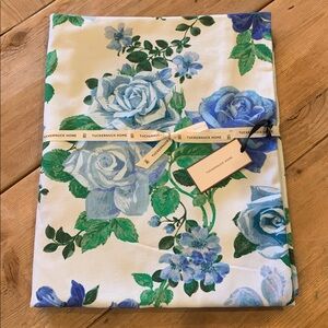 Tuckernuck Home 70” Round Blue Ornate Floral Tablecloth 100% Cotton NWT